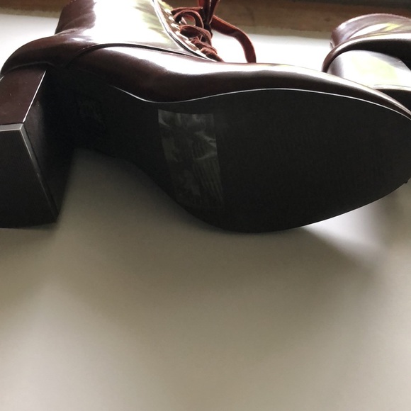 Burgundy faux leather high heel boots NWOT - Picture 6 of 6